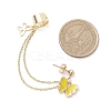 Butterfly Alloy Enamel Chains Tassel Dangle Earrings with Ear Cuff EJEW-JE05904-3