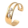304 Stainless Steel Pave Plastic Pearl Cuff Bangles for Women BJEW-D465-01G-2