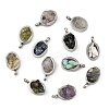 Natural Mixed Gemstone Chip 304 Stainless Steel Oval Charms KK-P300-10P-1