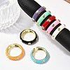 Brass Micro Pave Clear Cubic Zirconia Enamel Cuff Rings for Women RJEW-L113-020G-1