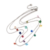 304 Stainless Steel Ball Chain Colorful Cubic Zirconia Flat Round Tassel Double Layer Necklaces for Women NJEW-A051-05P-4