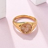 Round Natural Quartz Crystal Chips Finger Rings RJEW-D303-03G-01-5
