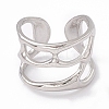 Non-Tarnish 304 Stainless Steel Wide Hollow Open Cuff Ring for Women RJEW-G275-02P-2