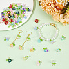 60Pcs 10 Color Glass Flower Pendants PALLOY-AB00190-4