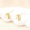 Clear Cubic Zirconia Heart Stud Earrings EJEW-K093-21G-5