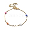 Vacuum Plating Golden 304 Stainless Steel Cable Chain Bracelet with Enamel Rondelle Beaded BJEW-G683-02G-01-1