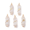 5Pcs 5 Styles Natural Quartz Crystal Copper Wire Wrapped Pendants PALLOY-JF02534-S-1