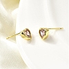 Brass Cubic Zirconia Heart Stud Earrings EJEW-L261-030G-4