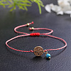 Summer Brass Cross Coin & Synthetic Turquoise Link Braided Bracelets for Women Men NW9069-2-1