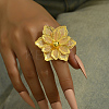 Iron Hollow Flower Cuff Rings NM9371-1