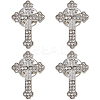 4Pcs Floral Cross Zinc Alloy Rhinestone Lapel Pin Backs for Backpack Clothes JEWB-FH0002-32P-1