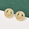 Brass Micro Pave Clear Cubic Zirconia Virgin Mary Stud Earrings EJEW-F400-23A-G-1