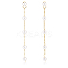 1 Pairs ABS Plastic Imitation Pearl Beaded Tassel Dangle Stud Earrings EJEW-AN0001-52-1