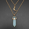 Opalite Cone Pendant Double Layer Necklace UX9990-28-1