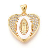 Brass Micro Pave Clear Cubic Zirconia Pendants KK-N268-22G-1