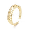 Clear Cubic Zirconia Hollow Out Heart Open Cuff Ring RJEW-E072-08-1