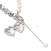 Synthetic Non-magnetic Hematite Chip with Potato Natural Pearl Beaded Necklaces NJEW-JN05894-01-6