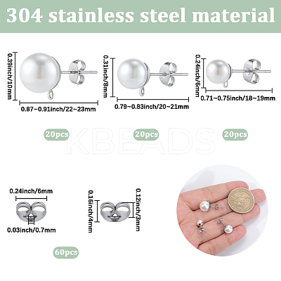 304 Stainless Steel Stud Earring Findings EJEW-SP0001-17I-1