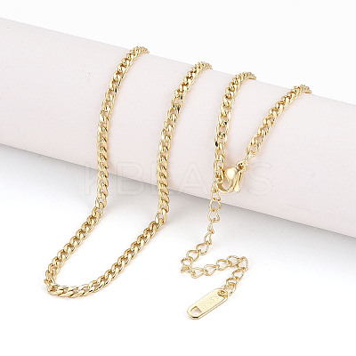 Ion Plating(IP) 3MM 304 Stainless Steel Curb Chain Necklaces NJEW-N059-01G-1