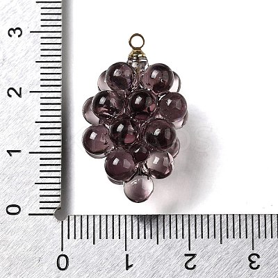 Grape Brass Acrylic Pendants OACR-R006-05G-10-1