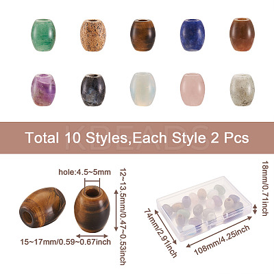 20Pcs 10 Style Natural & Synthetic Mixed Gemstone European Beads G-CD0001-06-1