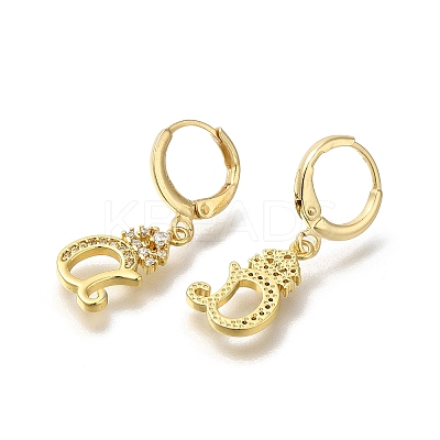 Brass Clear Cubic Zirconia Hoop Earrings EJEW-M045-01A-1