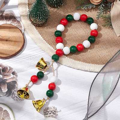Wooden Beads Ring Hanging Ornaments HJEW-JM02148-1