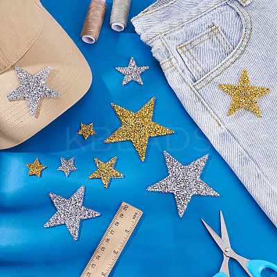 64Pcs 8 Styles Star Glitter Hotfix Rhinestone FIND-PH0023-19-1