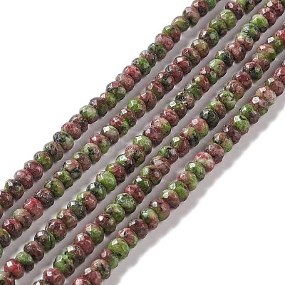 Dyed Natural Sesame Jasper/Kiwi Jasper Rondelle Beads Strands G-E316-A05-1