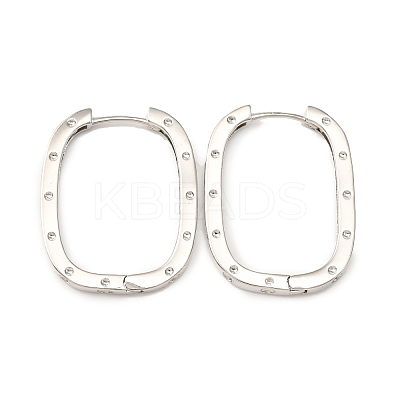 Brass Oval with Polka Dot Hoop Earrings for Woman EJEW-F314-02C-P-1