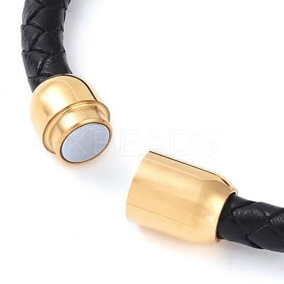 Column Natural Tiger Eye Bead Leather Cord Bracelets BJEW-A009-03G-1