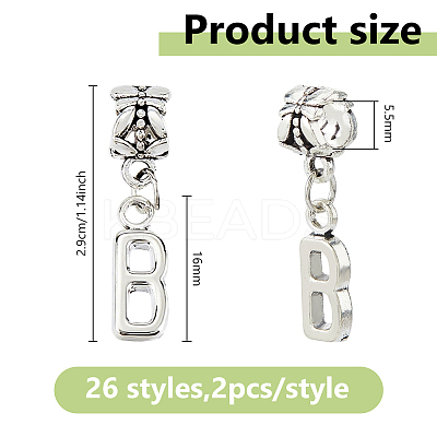 52Pcs Tibetan Style Alloy European Dangle Charms FIND-DC0008-12-1