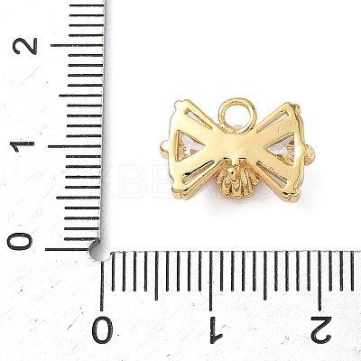 Brass Pave Clear Cubic Zirconia Bowknot Links KK-D024-15G-1