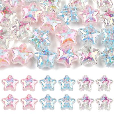 30Pcs 3 Colors UV Plating Printed Transparent Acrylic Beads PACR-YW0001-59-1