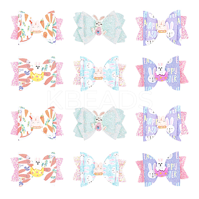 4 Sets 2 Style Baby Girl Hair Bowknot with Bunny Alligator Hair Clips Set MRMJ-GL0001-04-1