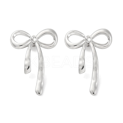 304 Stainless Steel Bowknot Stud Earrings EJEW-D281-03S-1