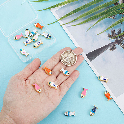 32Pcs 8 Colors Rack Plating Alloy Enamel Beads FIND-SC0003-88-1