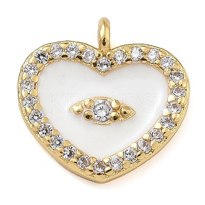 Rack Plating Brass Micro Pave Clear Cubic Zirconia with Enamel Charms KK-G515-12A-1