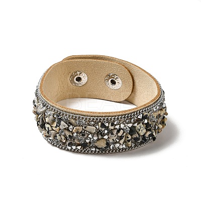 Faux Suede Snap Cord Bracelet LS-BJEW-F428-08-1