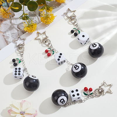 4Pcs 2 Styles Plastic & Alloy Enamel Pendant Decorations HJEW-ME00024-1