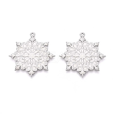 304 Stainless Steel Christmas Snowflake Pendants STAS-T067-38P-1