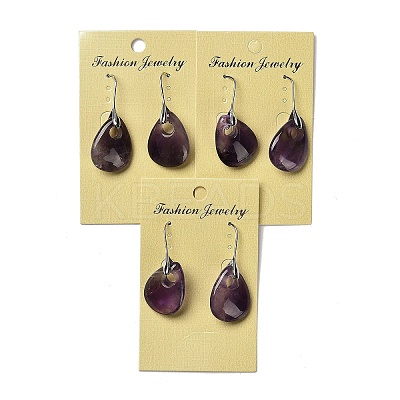 Natural Amethyst Teardrop Dangle Earrings EJEW-I315-02P-01-1