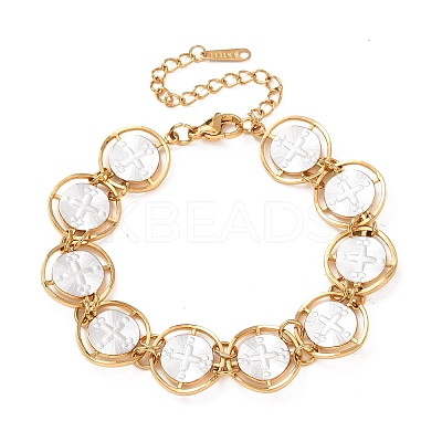 304 Stainless Steel Enamel Link Chain Bracelets for Women BJEW-T027-04D-G-1