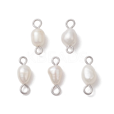 Natural Freshwater Pearl Potato Connector Charms PALLOY-JF03201-02-1