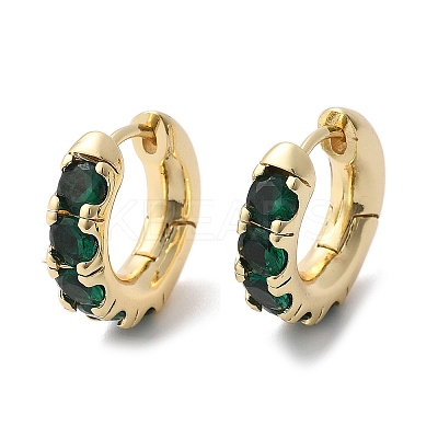 Green Cubic Zirconia Hoop Earrings EJEW-C022-08G-1