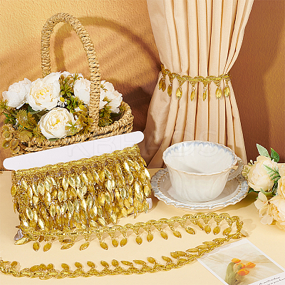 Polyester Lace Ribbon with Plastic Charms Tassel OCOR-WH0078-202B-01-1