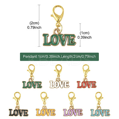 8Pcs 8 Colors Alloy Enamel Pendant Decorations HJEW-FS00084-1