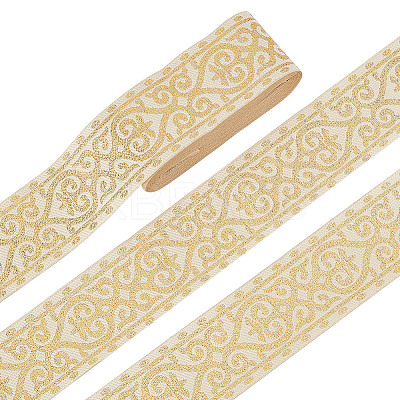 7M Ethnic Style Polyester Jacquard Heart Ribbon SRIB-WH0026-16-1