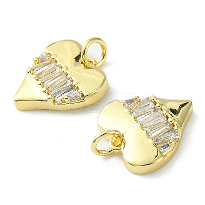 Rack Plating Brass Micro Pave Cubic Zirconia Pendants KK-K332-02G-1