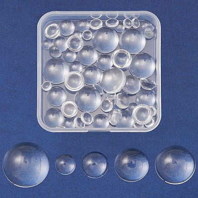 56Pcs 5 Styles Transparent Glass Cabochons GGLA-FS0001-03-1